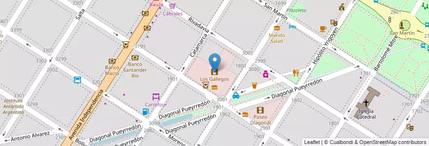 Mapa de ubicacion de Shopping Los Gallegos en Arjantin, Buenos Aires, Partido De General Pueyrredón, Mar Del Plata.