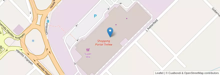 Mapa de ubicacion de Shopping Portal Trelew en Argentina, Chubut, Trelew, Departamento Rawson.
