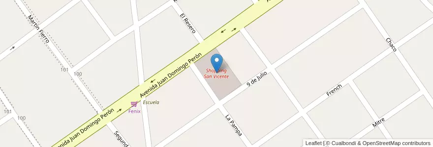 Mapa de ubicacion de Shopping San Vicente en 아르헨티나, 부에노스아이레스주, Partido De San Vicente.
