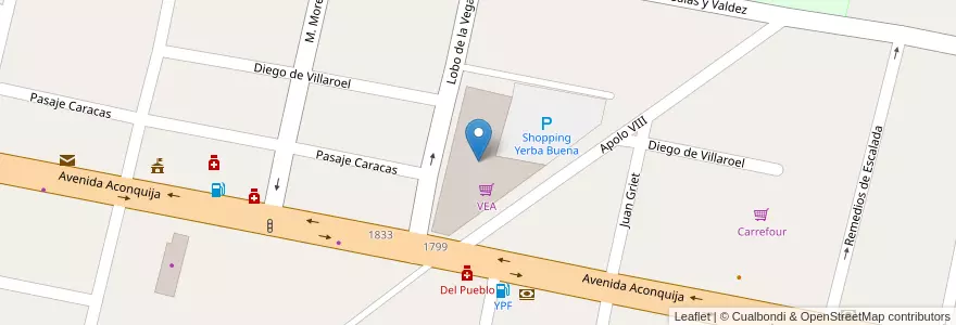 Mapa de ubicacion de Shopping Yerba Buena en آرژانتین, Tucumán, Departamento Yerba Buena, Yerba Buena.