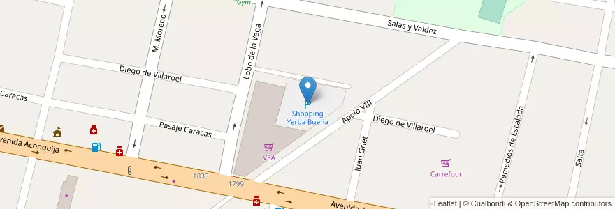 Mapa de ubicacion de Shopping Yerba Buena en Argentinien, Tucumán, Departamento Yerba Buena, Yerba Buena.