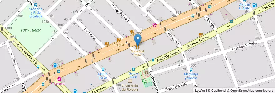Mapa de ubicacion de Show del Pollo, Floresta en آرژانتین, Ciudad Autónoma De Buenos Aires, Buenos Aires, Comuna 10.