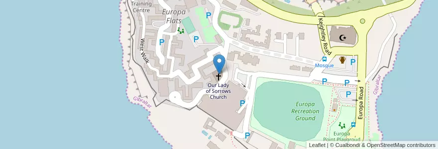 Mapa de ubicacion de Shrine of Our Lady of Europe en 西班牙, 直布罗陀.