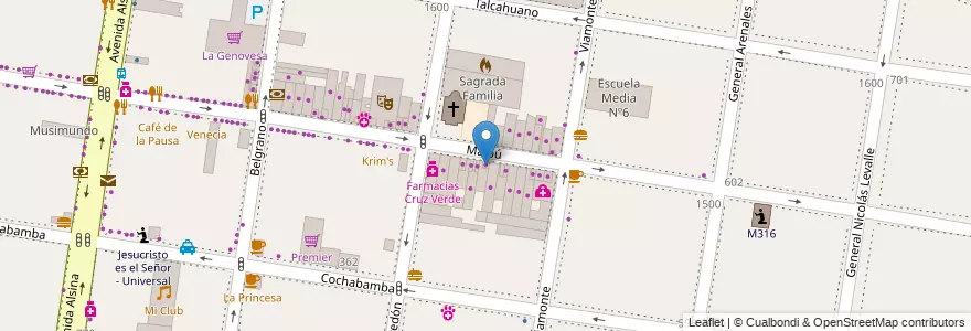 Mapa de ubicacion de Siamo Fiori en الأرجنتين, بوينس آيرس, Partido De Lomas De Zamora, Banfield.