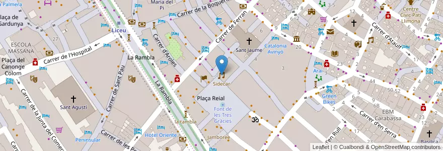 Mapa de ubicacion de Sidecar en اسپانیا, Catalunya, Barcelona, Barcelonès, Barcelona.