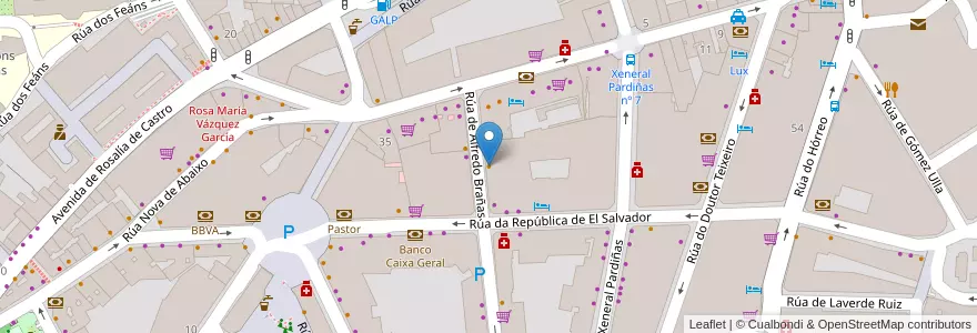 Mapa de ubicacion de Sie7e en Espagne, Galice, A Corogne, Santiago, Santiago De Compostela.