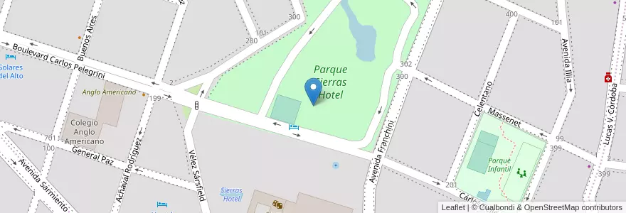 Mapa de ubicacion de Sierras Hotel en アルゼンチン, コルドバ州, Departamento Santa María, Pedanía Alta Gracia, Municipio De Alta Gracia, Alta Gracia.