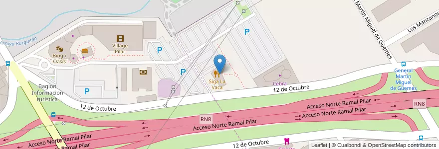 Mapa de ubicacion de Siga La Vaca en Argentina, Buenos Aires, Partido Del Pilar, La Lonja, Villa Rosa.