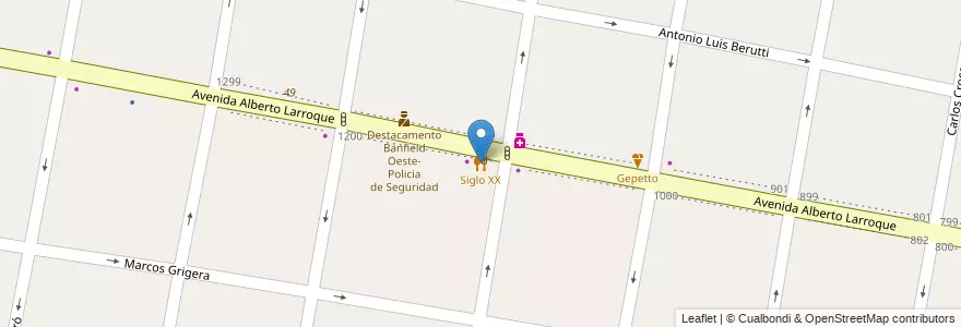 Mapa de ubicacion de Siglo XX en Arjantin, Buenos Aires, Partido De Lomas De Zamora, Banfield.