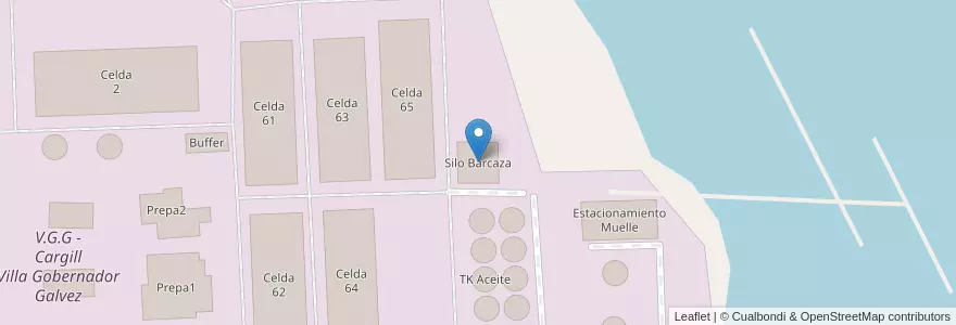 Mapa de ubicacion de Silo Barcaza en Argentina, Santa Fe, Departamento Rosario, Municipio De Villa Gobernador Gálvez.