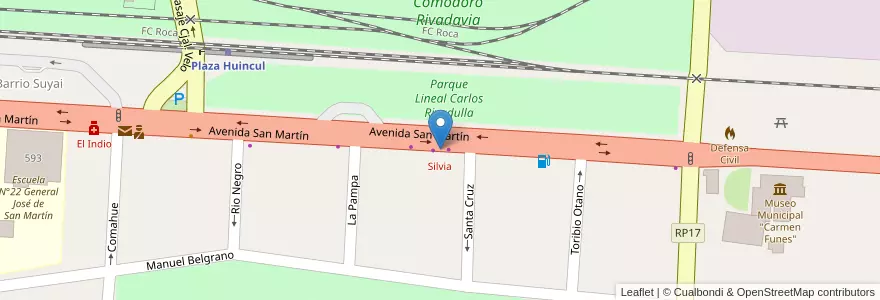 Mapa de ubicacion de Silvia en 阿根廷, 智利, 內烏肯省, Departamento Confluencia, Municipio De Plaza Huincul, Plaza Huincul.
