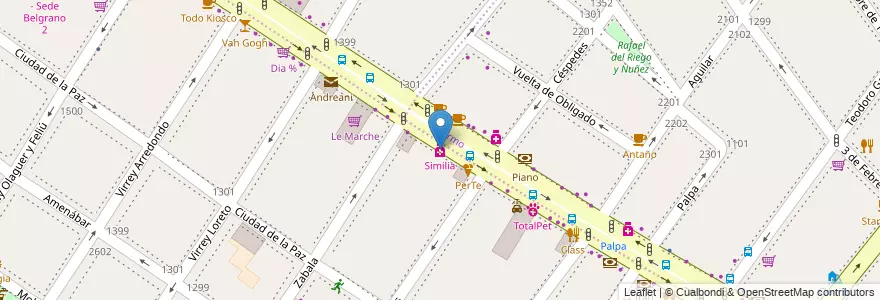 Mapa de ubicacion de Similia, Colegiales en アルゼンチン, Ciudad Autónoma De Buenos Aires, ブエノスアイレス, Comuna 14.