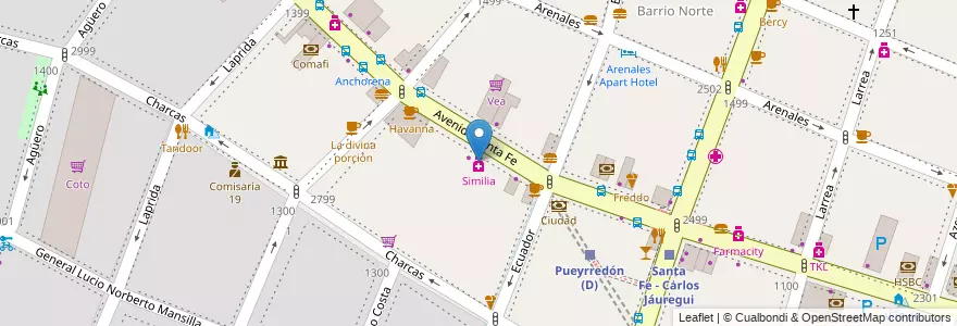 Mapa de ubicacion de Similia, Recoleta en 阿根廷, Ciudad Autónoma De Buenos Aires, Comuna 2, 布宜诺斯艾利斯.