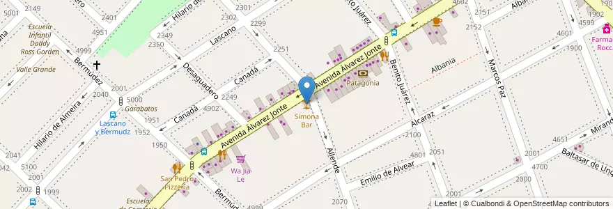 Mapa de ubicacion de Simona Bar, Monte Castro en 阿根廷, Ciudad Autónoma De Buenos Aires, 布宜诺斯艾利斯, Comuna 10.
