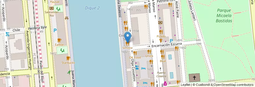 Mapa de ubicacion de Simone, Puerto Madero en 阿根廷, Ciudad Autónoma De Buenos Aires, Comuna 1, 布宜诺斯艾利斯.