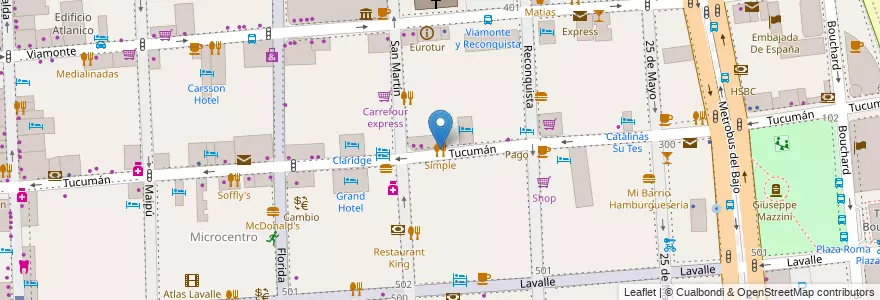Mapa de ubicacion de Simple, San Nicolas en الأرجنتين, Ciudad Autónoma De Buenos Aires, Comuna 1, Buenos Aires.