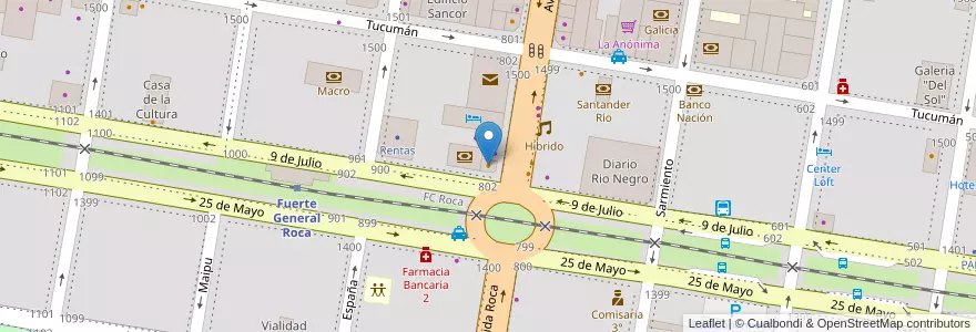 Mapa de ubicacion de Sin Codigos Bar en アルゼンチン, リオネグロ州, General Roca, Departamento General Roca, General Roca.