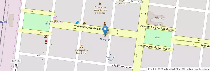 Mapa de ubicacion de Sinagoga en الأرجنتين, بوينس آيرس, Partido De Adolfo Alsina.