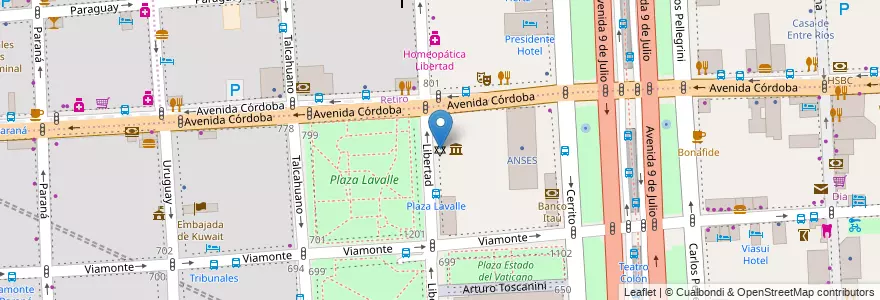 Mapa de ubicacion de Sinagoga de la Congregación Israelita (CIRA), San Nicolas en 아르헨티나, Ciudad Autónoma De Buenos Aires, Comuna 1, 부에노스아이레스.