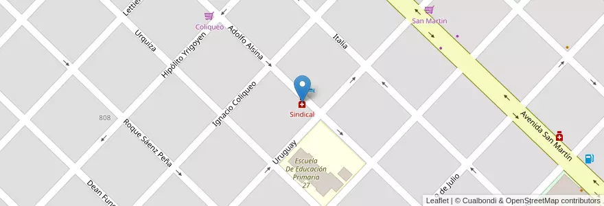 Mapa de ubicacion de Sindical en Arjantin, Buenos Aires, Partido De General Viamonte, Los Toldos.