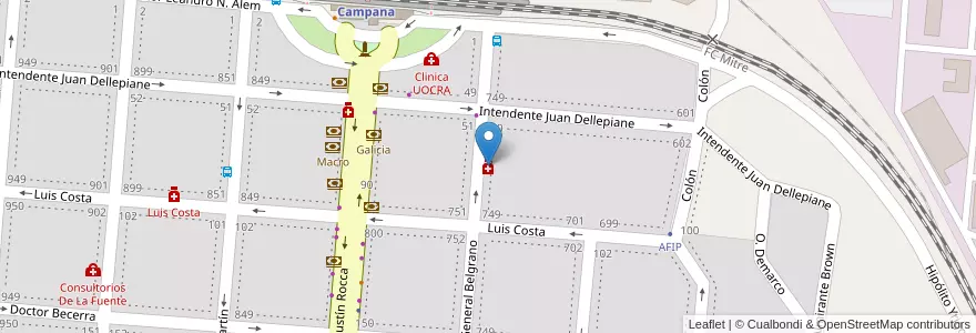 Mapa de ubicacion de Sindical U. O. M. en 阿根廷, 布宜诺斯艾利斯省, Partido De Campana.