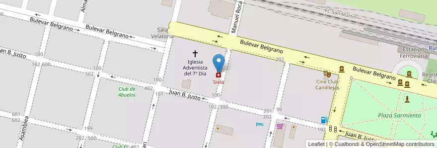 Mapa de ubicacion de Siola en Arjantin, Santa Fe, Departamento General López, Municipio De Rufino.