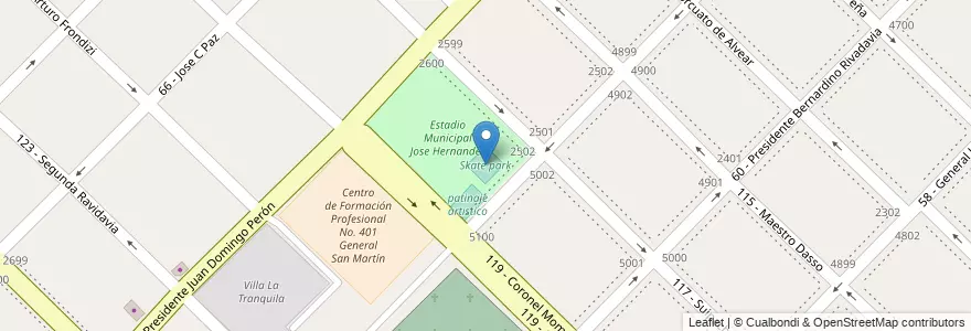 Mapa de ubicacion de Skate park en Arjantin, Buenos Aires, Partido De General San Martín, Villa Lynch.