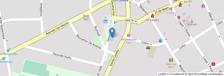 Mapa de ubicacion de SkatePark en アルゼンチン, コルドバ州, Departamento Punilla, Pedanía Dolores, Municipio De La Cumbre.