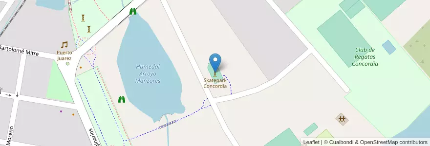 Mapa de ubicacion de Skatepark Concordia en 阿根廷, 恩特雷里奥斯省, Departamento Concordia, Distrito Suburbios, Concordia, Concordia.