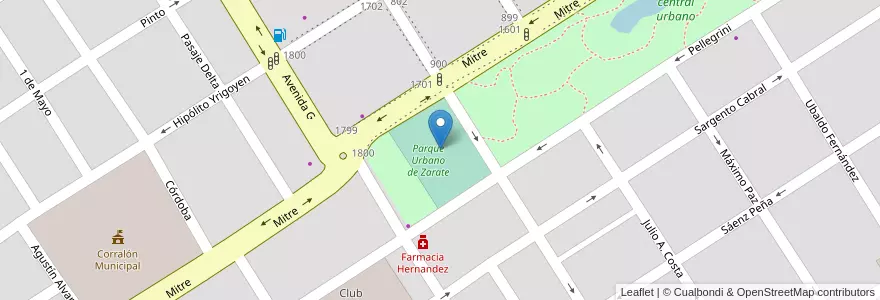 Mapa de ubicacion de Skatepark y canchita en アルゼンチン, ブエノスアイレス州, Partido De Zárate.