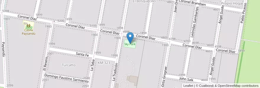 Mapa de ubicacion de Sky Park en Arjantin, Santa Fe, Departamento Rosario, Municipio De Funes, Funes.