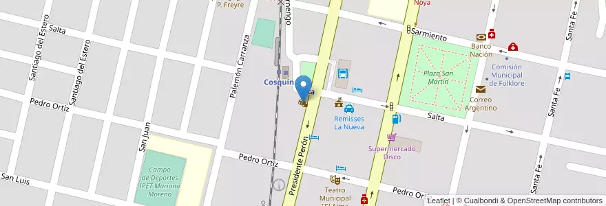Mapa de ubicacion de Slots Casino Cosquin en 阿根廷, Córdoba, Departamento Punilla, Pedanía Rosario, Municipio De Cosquín, Cosquín.