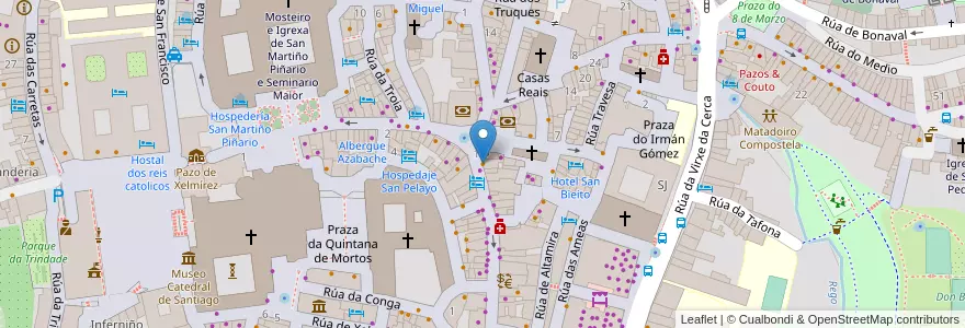 Mapa de ubicacion de Smooy, frozen yoghurt en İspanya, Galicia / Galiza, A Coruña, Santiago, Santiago De Compostela.