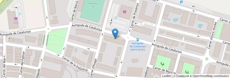 Mapa de ubicacion de Snack Bar l'Estadi en إسبانيا, كتالونيا, جرندة, Baix Empordà, Palamós.