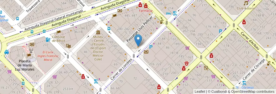 Mapa de ubicacion de Snack Bar Londres en 스페인, Catalunya, Barcelona, Barcelonès, 바르셀로나.