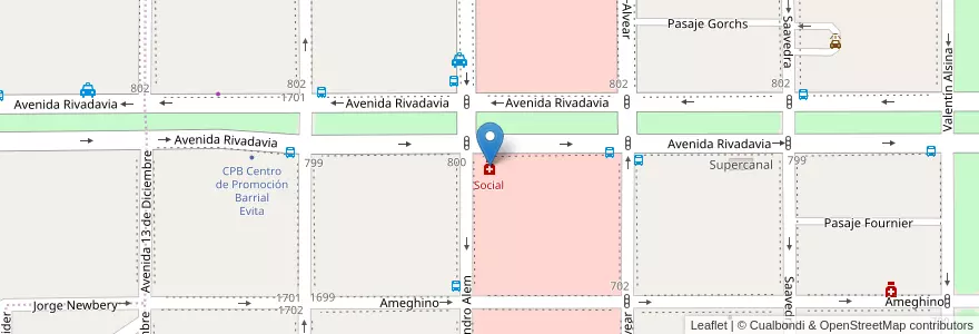 Mapa de ubicacion de Social en アルゼンチン, チュブ州, Departamento Escalante, Comodoro Rivadavia.