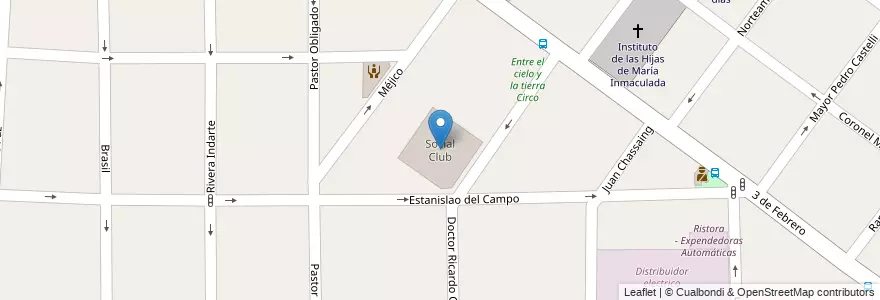 Mapa de ubicacion de Social Club en Arjantin, Buenos Aires, Partido De Morón, Villa Sarmiento.