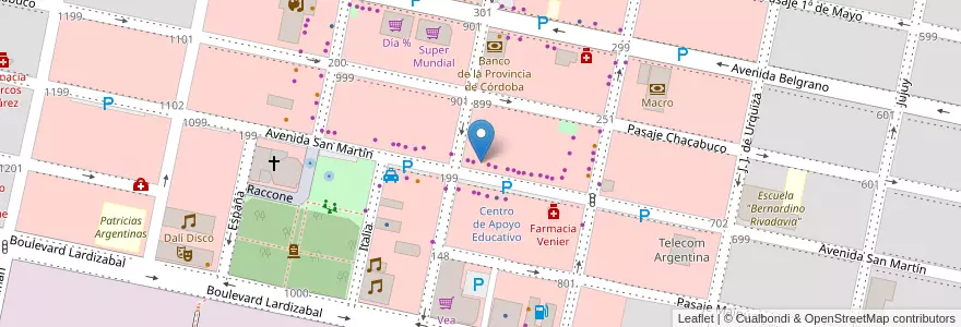 Mapa de ubicacion de Social Marcos Juárez en آرژانتین, Córdoba, Departamento Marcos Juárez, Pedanía Espinillos, Municipio De Marcos Juárez.