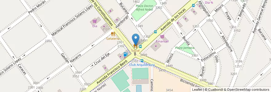 Mapa de ubicacion de Social, Parque Chas en Argentinië, Ciudad Autónoma De Buenos Aires, Buenos Aires, Comuna 15.