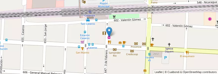 Mapa de ubicacion de Social en Arjantin, Buenos Aires, Partido De Tres De Febrero, Caseros.