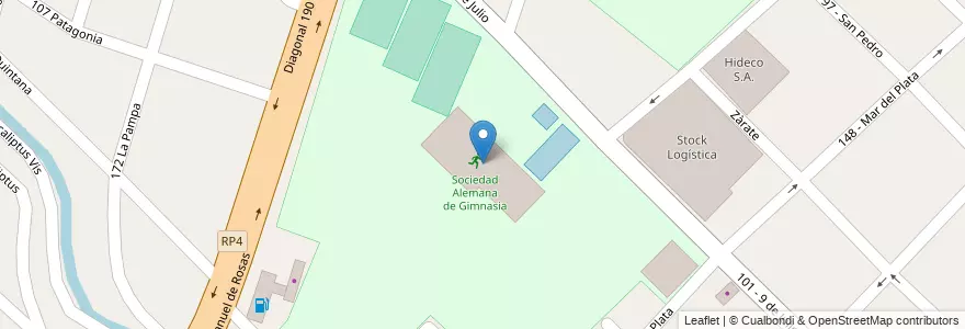 Mapa de ubicacion de Sociedad Alemana de Gimnasia en アルゼンチン, ブエノスアイレス州, Partido De General San Martín, Villa Ballester.
