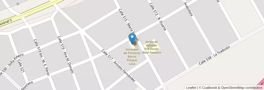 Mapa de ubicacion de Sociedad de Fomento Barrio Parque Lasa en 아르헨티나, 부에노스아이레스주, Partido De Luján.