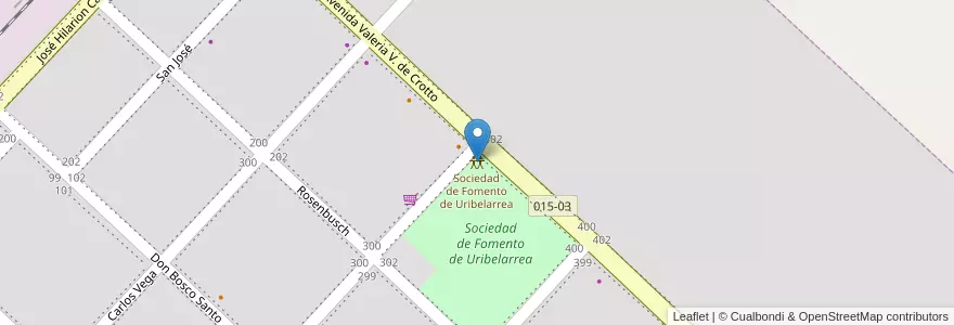 Mapa de ubicacion de Sociedad de Fomento de Uribelarrea en Arjantin, Buenos Aires, Partido De Cañuelas, Uribelarrea.