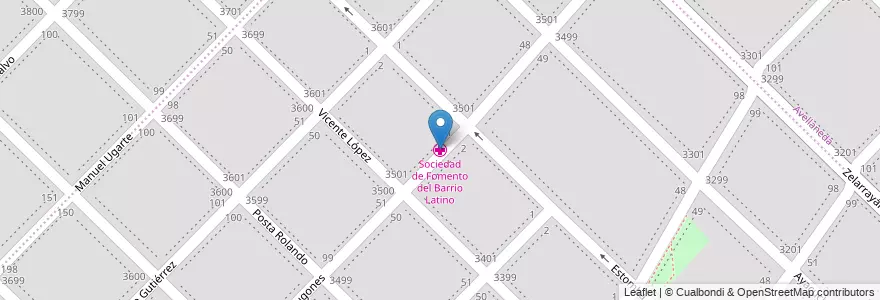 Mapa de ubicacion de Sociedad de Fomento del Barrio Latino en 아르헨티나, 부에노스아이레스주, Partido De Bahía Blanca, Bahía Blanca.