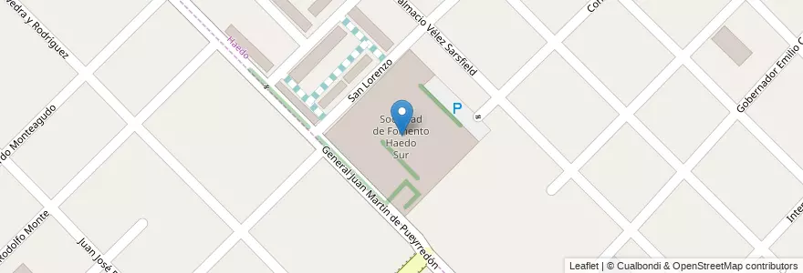 Mapa de ubicacion de Sociedad de Fomento Haedo Sur en Arjantin, Buenos Aires, Partido De Morón, Haedo.