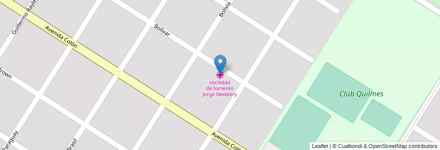 Mapa de ubicacion de sociedad de fomento Jorge Newbery en Arjantin, Buenos Aires, Partido De General Pueyrredón, Mar Del Plata.