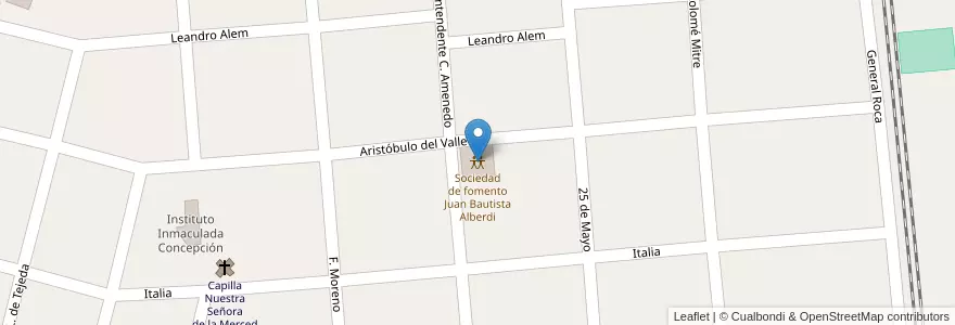 Mapa de ubicacion de Sociedad de fomento Juan Bautista Alberdi en Arjantin, Buenos Aires, Partido De Almirante Brown, Burzaco.