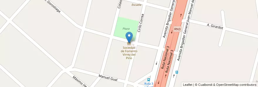 Mapa de ubicacion de Sociedad de Fomento Virrey del Pino en Argentina, Buenos Aires, Partido De La Matanza, Virrey Del Pino.