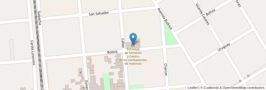 Mapa de ubicacion de Sociedad de Fomento y Centro de ex combatientes de malvinas en الأرجنتين, بوينس آيرس, Partido De San Vicente.