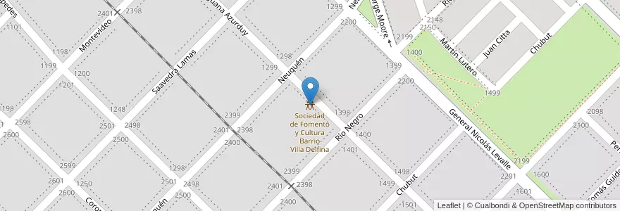 Mapa de ubicacion de Sociedad de Fomento y Cultura Barrio Villa Delfina en Argentinië, Buenos Aires, Partido De Bahía Blanca, Bahía Blanca.